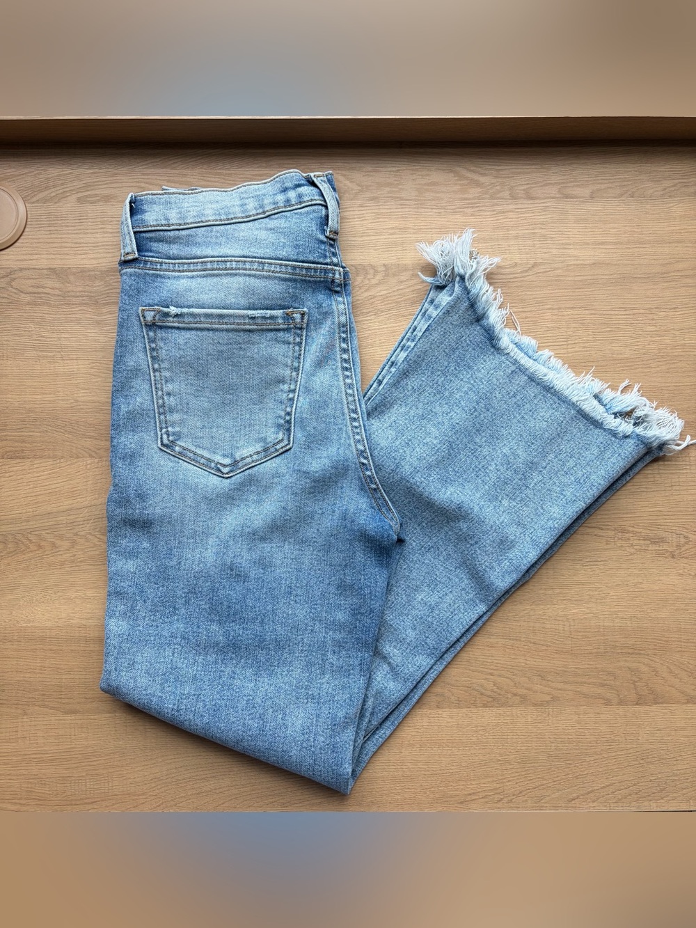 Altar'd State Light Blue Frayed Ankle Jeans